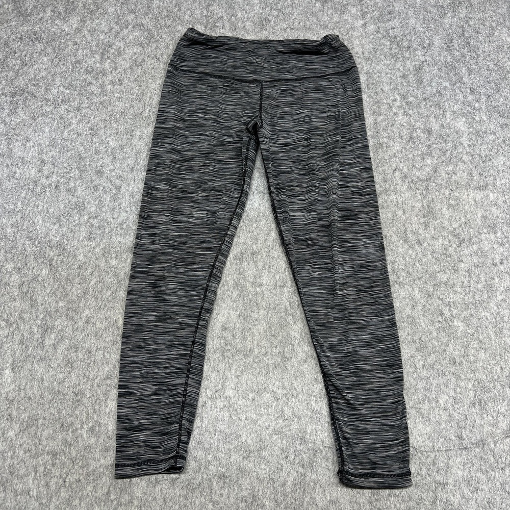 Cuddl Duds Leggings Womens S Gray Space Dye Stripe Mid Rise Ankle Pants Yoga